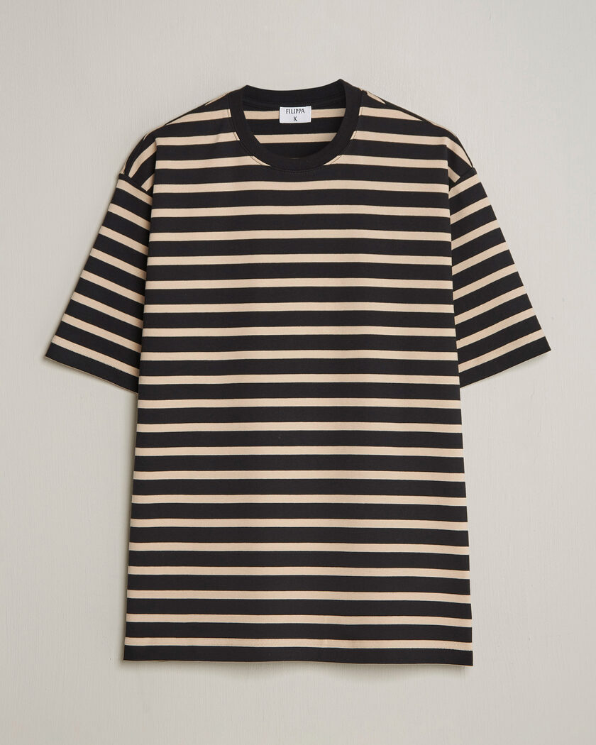 Filippa K Striped Crew Neck T-Shirt Black/Pearl – Flerfärgad