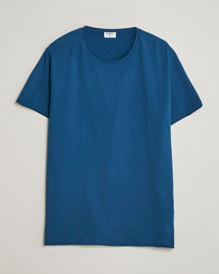 Filippa K Roll Neck Crew Neck T-Shirt Night Teal – Blå