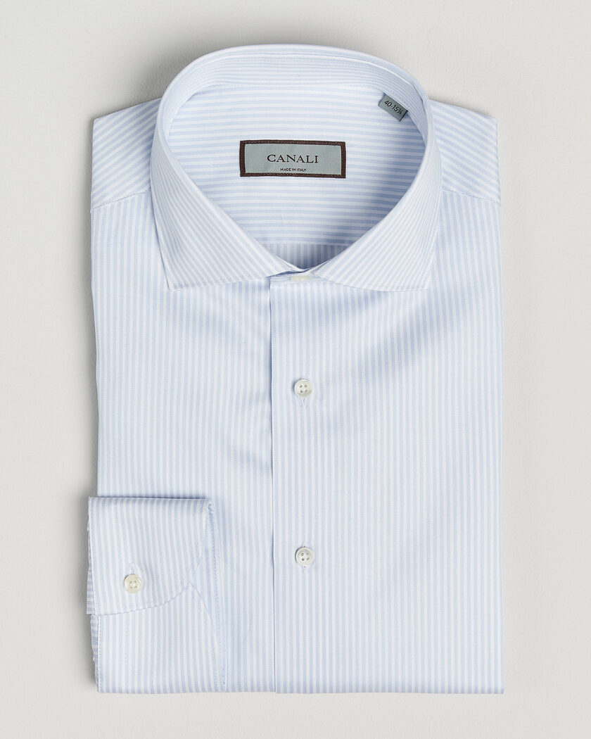 Canali Slim Fit Impeccabile Shirt Light Blue Stripe – Blå