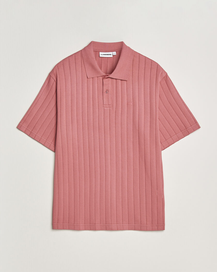 J.Lindeberg Simon Striped Polo Withered Rose – Röd