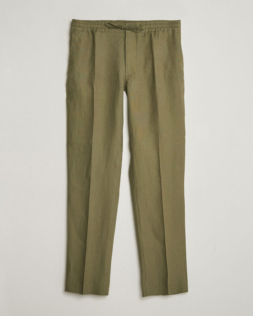 J.Lindeberg Soren Drape Linen Pants Kalamata – Grön
