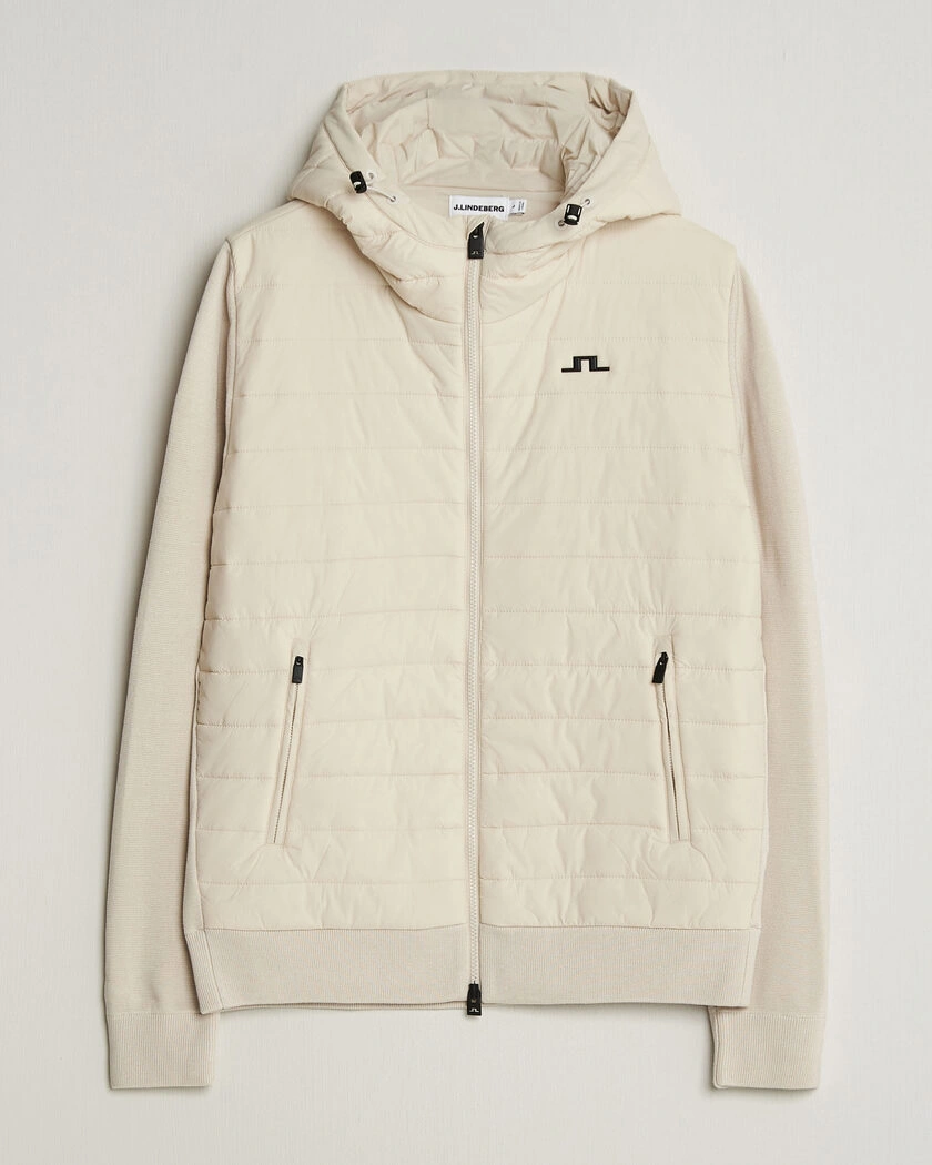J.Lindeberg Ebbe Hybrid Knit Hoodie Moonbeam – Beige