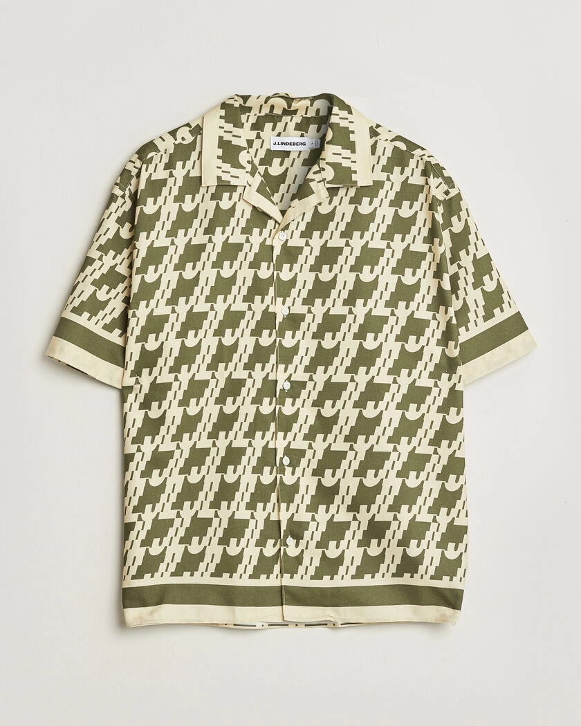 J.Lindeberg Ellis Border Resort Shirt Glitch Kalamata – Gul