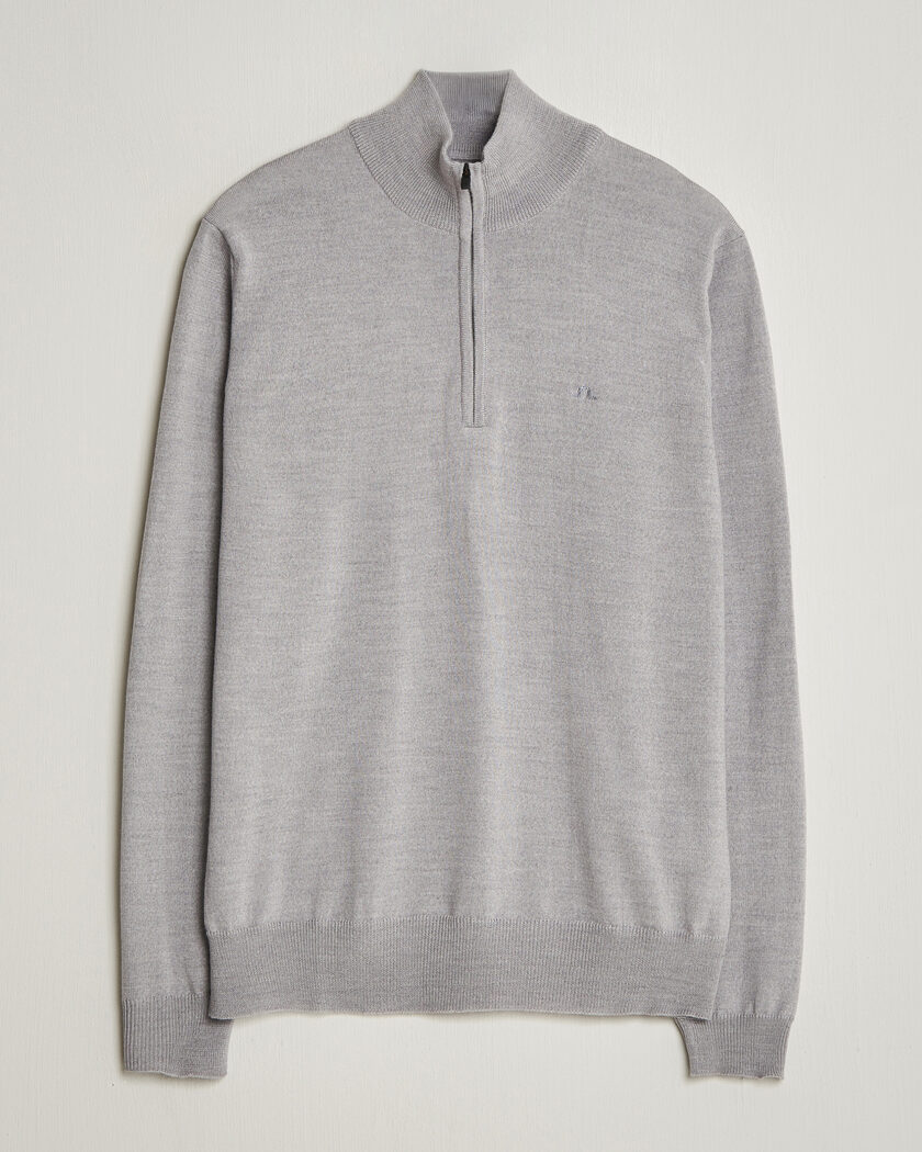 J.Lindeberg Kiyan Merino Half Zip Light Grey Melange – Grå