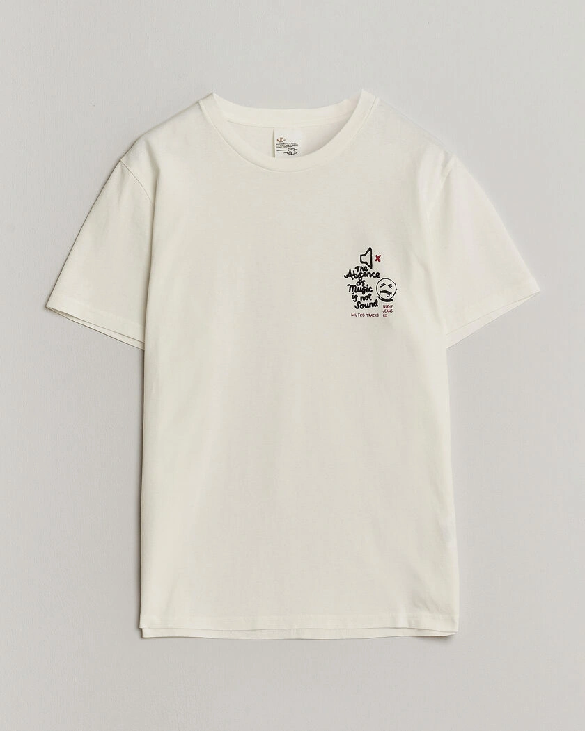 Nudie Jeans Roy Printed T-Shirt Chalk White – Vit