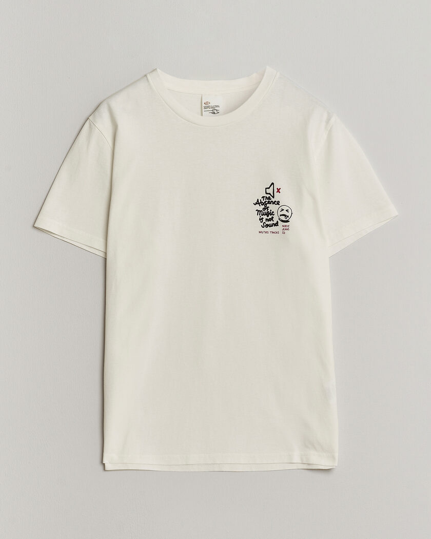 Nudie Jeans Roy Printed T-Shirt Chalk White – Vit