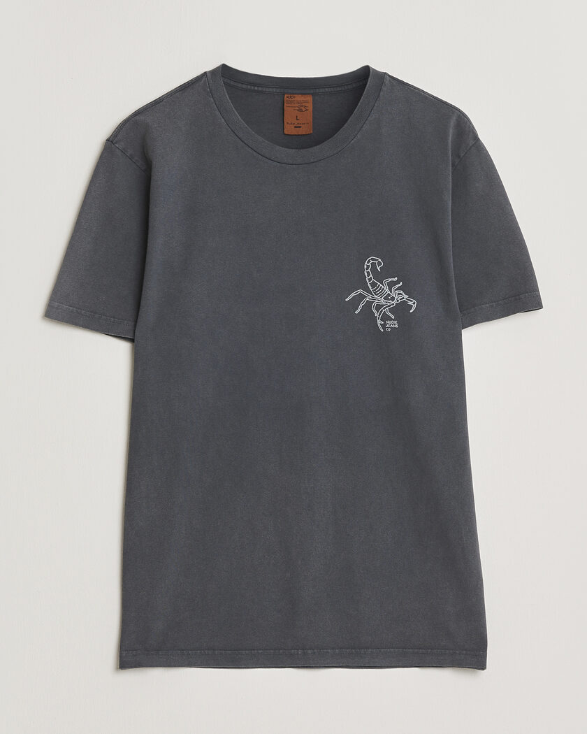 Nudie Jeans Roy Printed T-Shirt Antracite – Grå