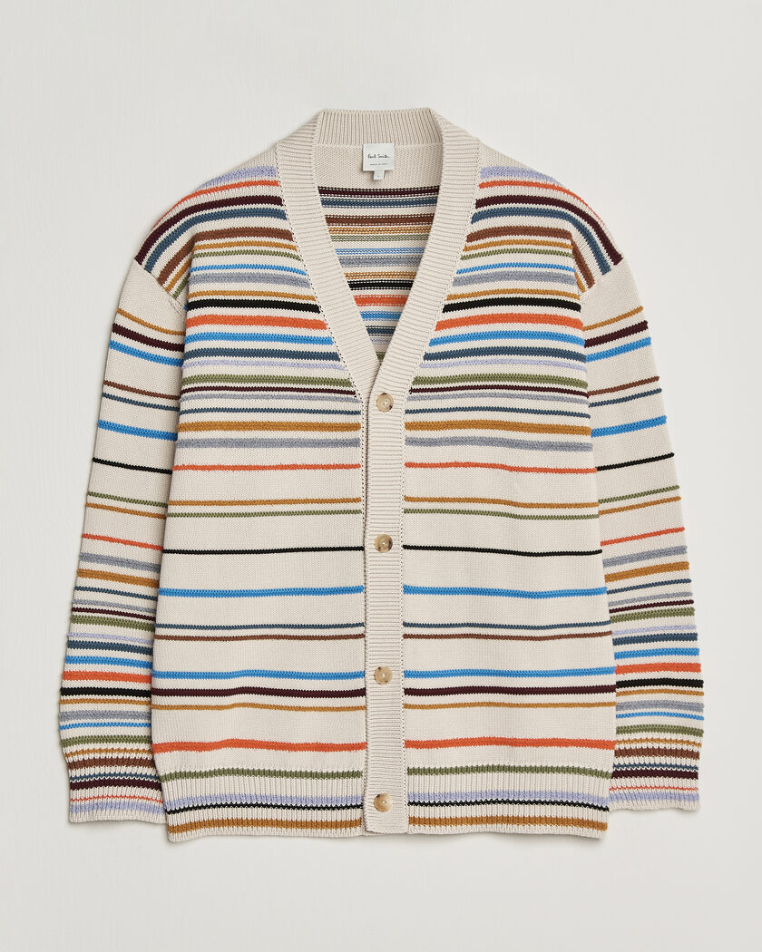 Paul Smith Signature Stripe Knitted Cardigan White – Vit