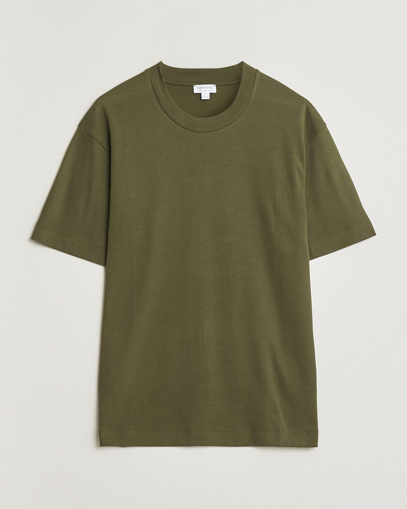 Sunspel Heavy Weight Supima Cotton T-Shirt Deep Olive – Grön