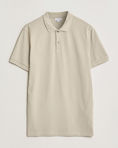 Sunspel Supima Cotton Short Sleeve Pique Polo Hazelwood – Vit