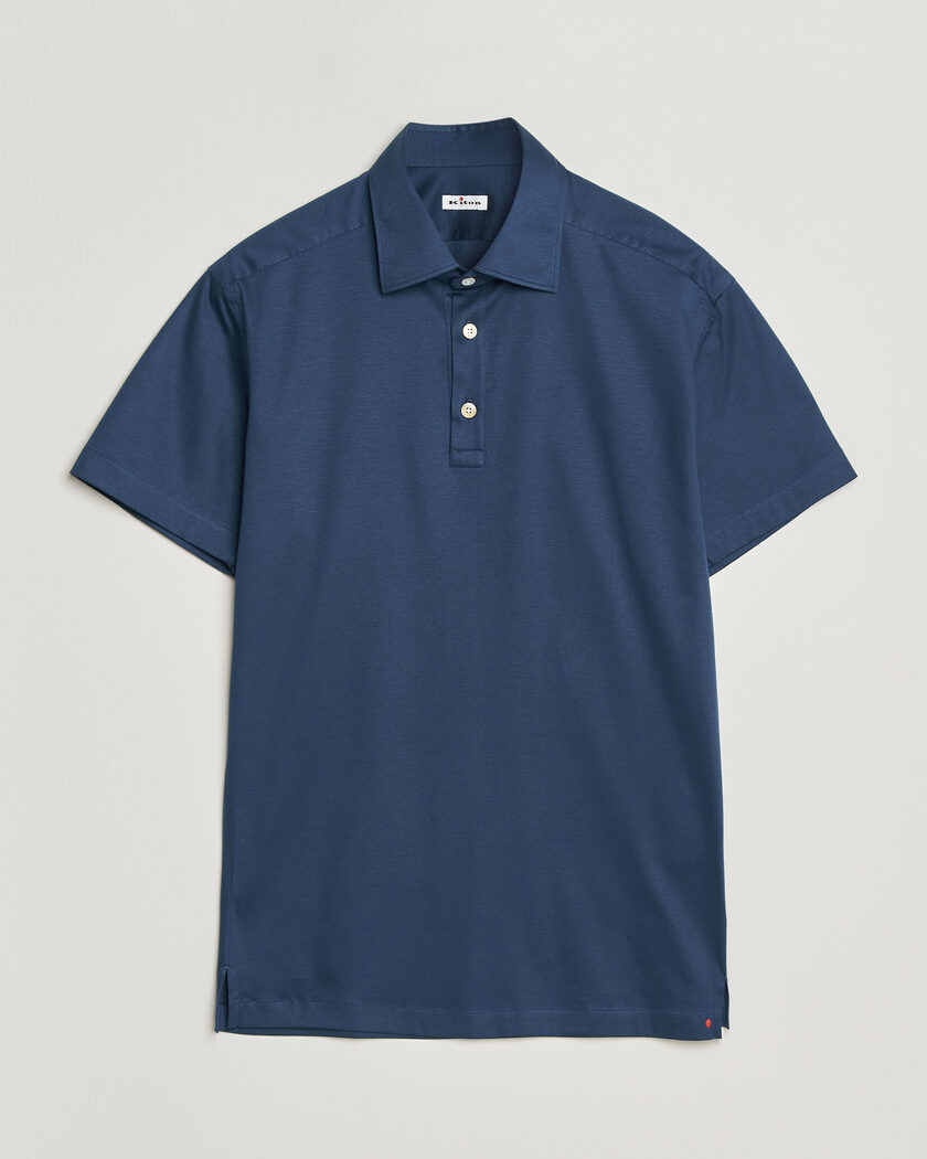 Kiton Short Sleeve Jersey Polo Dark Blue – Blå