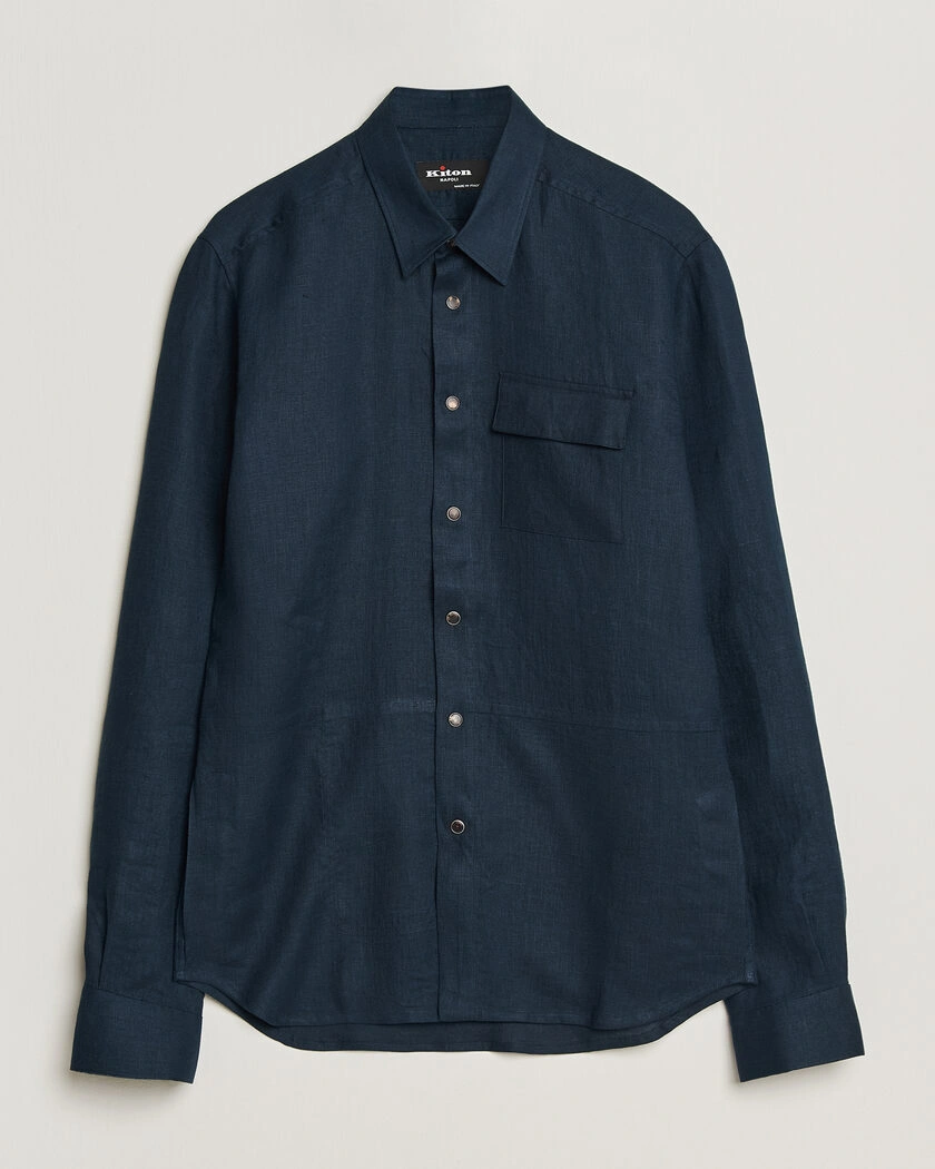 Kiton Linen Overshirt Navy – Blå