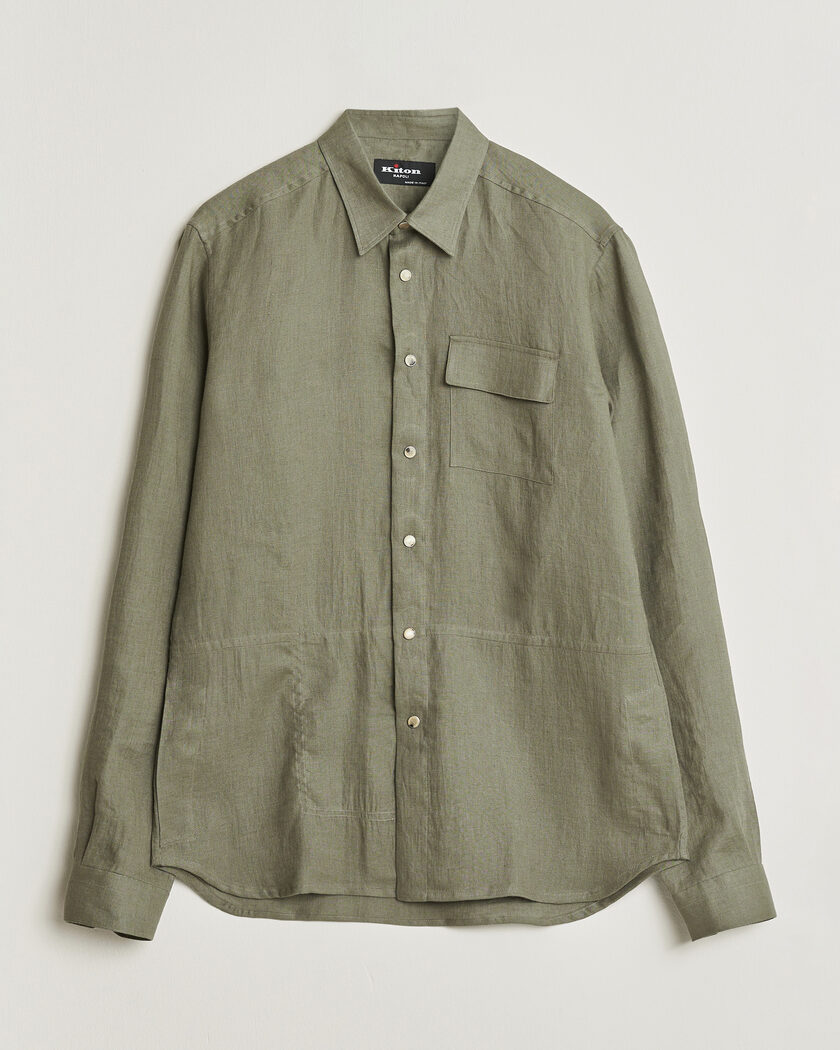 Kiton Linen Overshirt Khaki – Grön