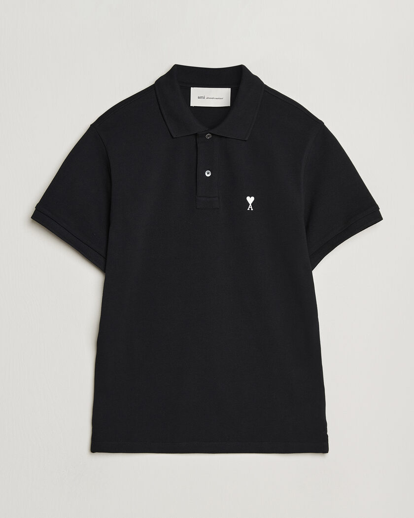 AMI Contrast Heart Logo Polo Black – Svart