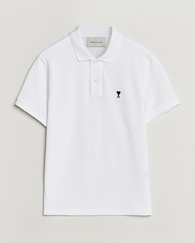 AMI Contrast Heart Logo Polo White – Vit