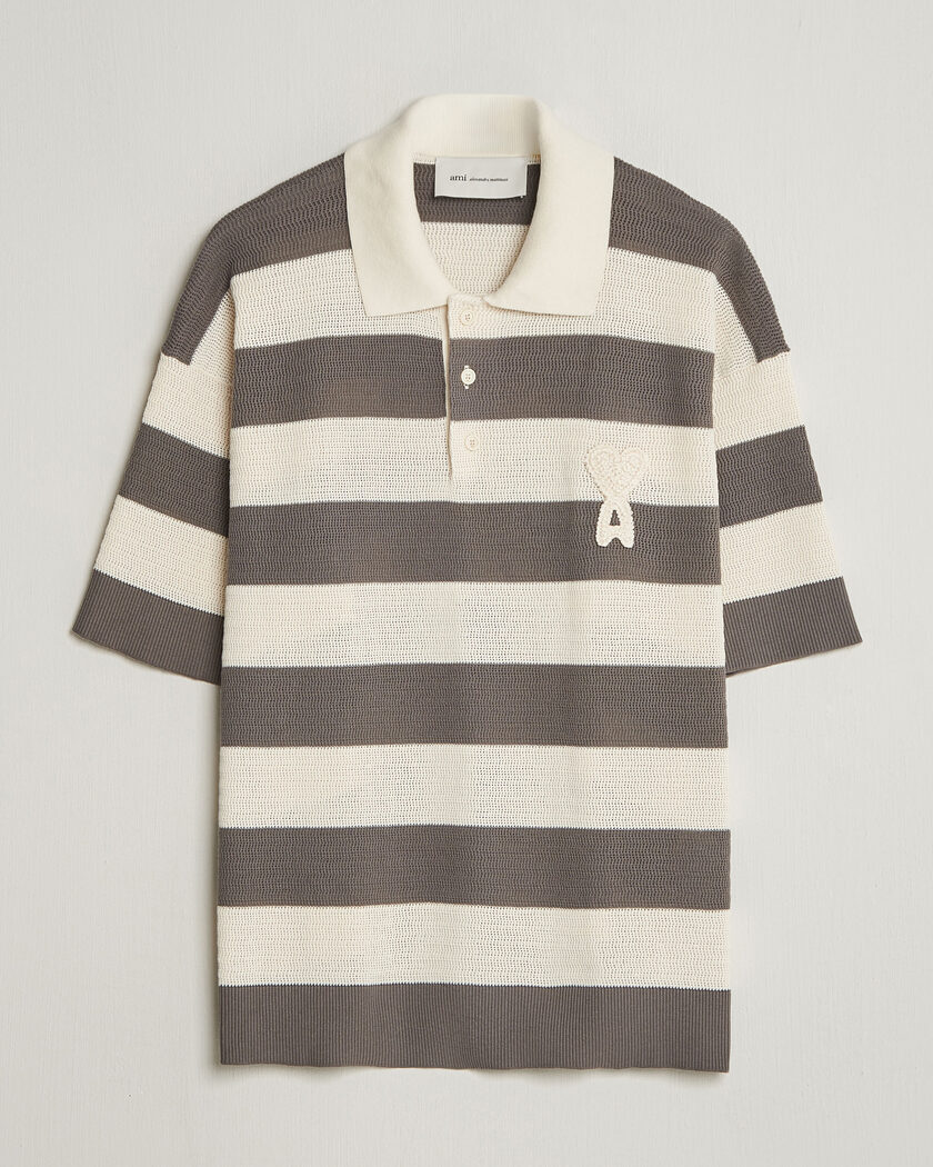 AMI Striped Polo White/Grey – Flerfärgad
