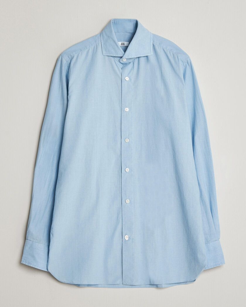 100Hands Light Cotton Voile Denim Shirt Blue – Blå