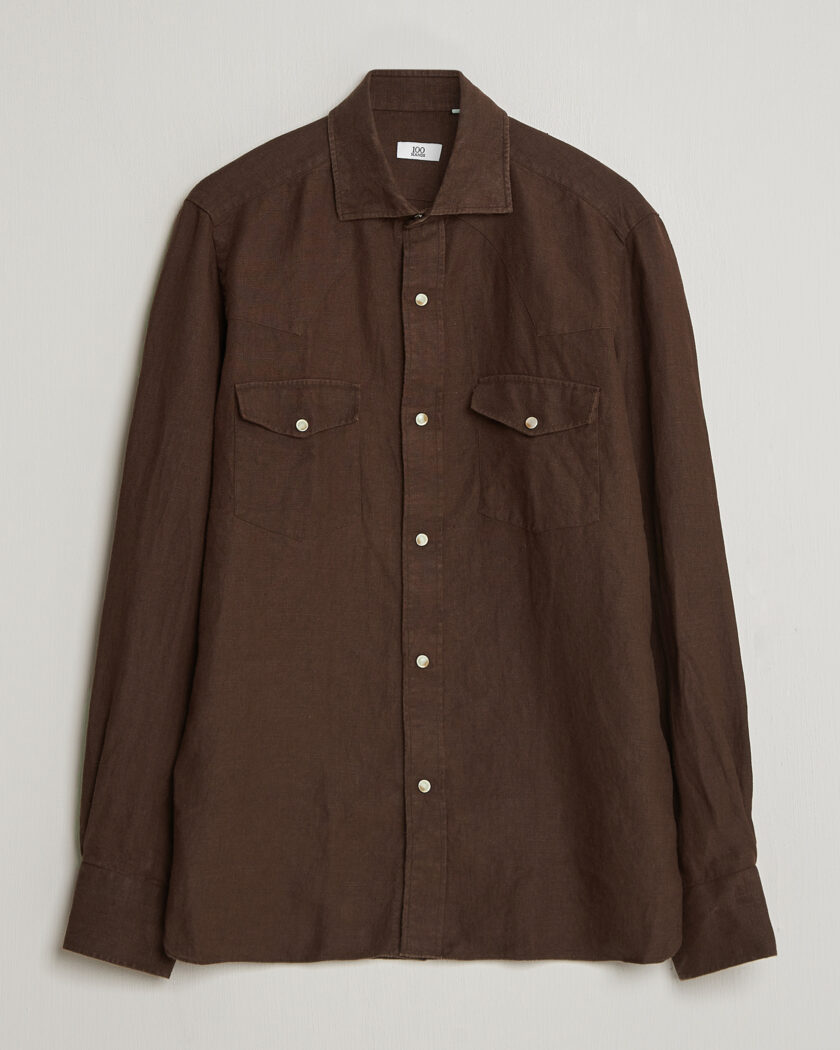 100Hands Two Pocket Western Linen Shirt Chocolate – Brun