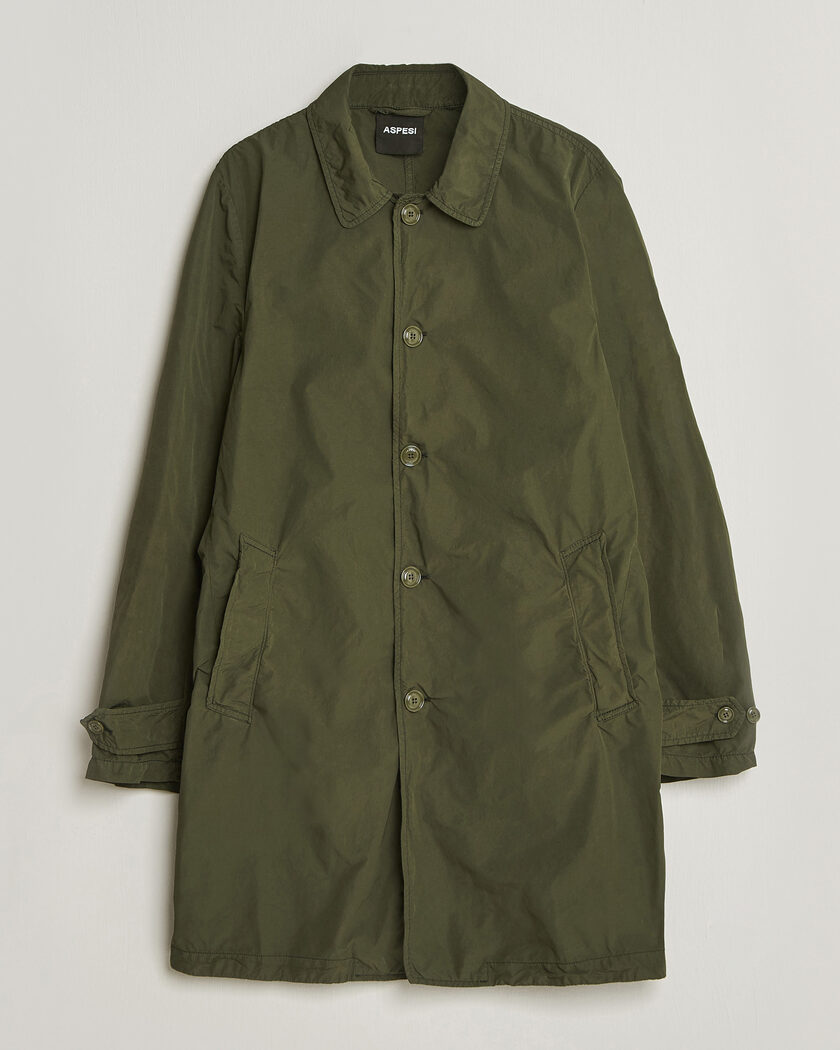 Aspesi Garment Dyed Lemon Coat Military – Grön