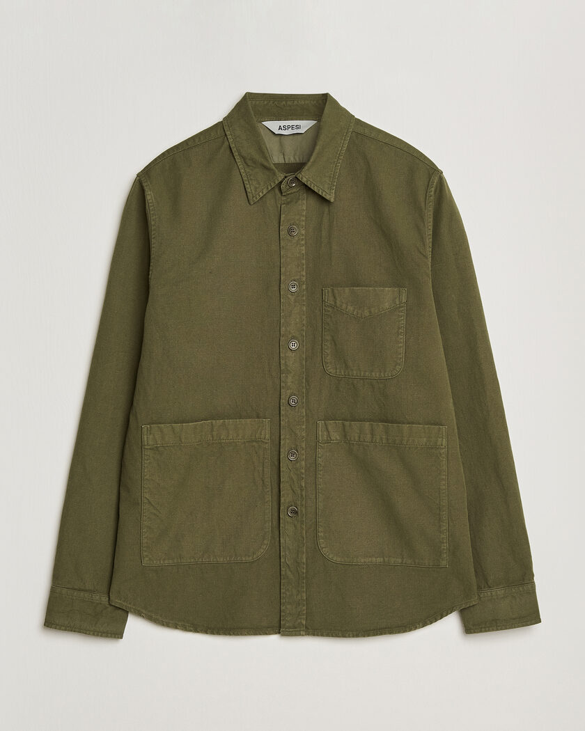Aspesi Garment Dyed Utility Shirt Military – Grön