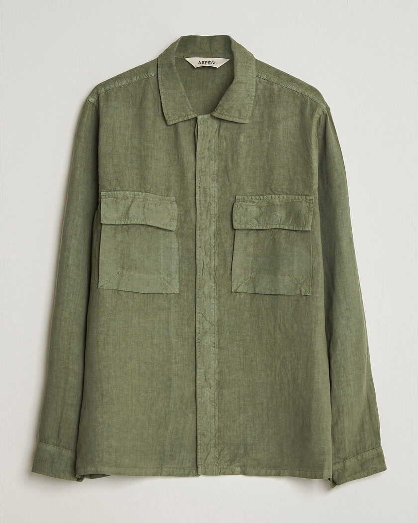 Aspesi Linen Overshirt Military – Grön