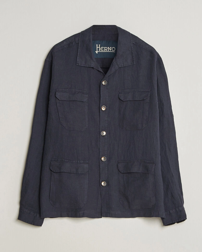 Herno Linen Safari Jacket Navy – Blå
