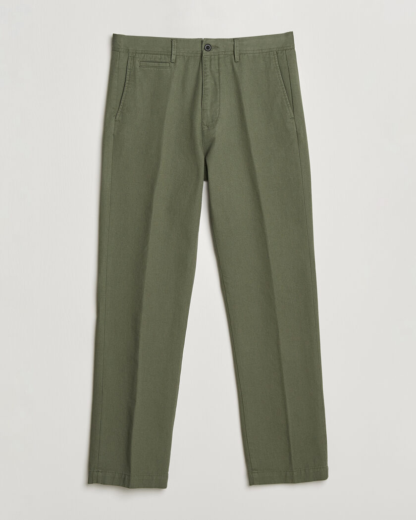 Incotex Regular Fit Uniform Cotton Slacks Military – Grön