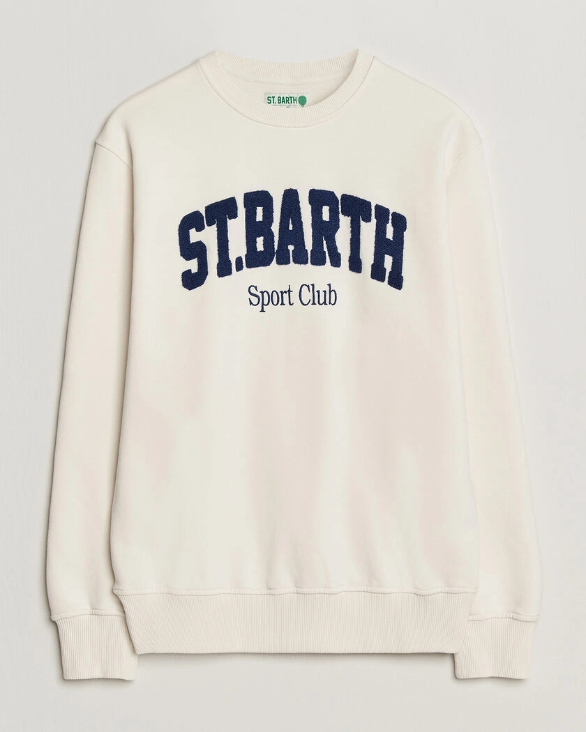 MC2 Saint Barth Terry Cotton Logo Sweatshirt Off White – Vit