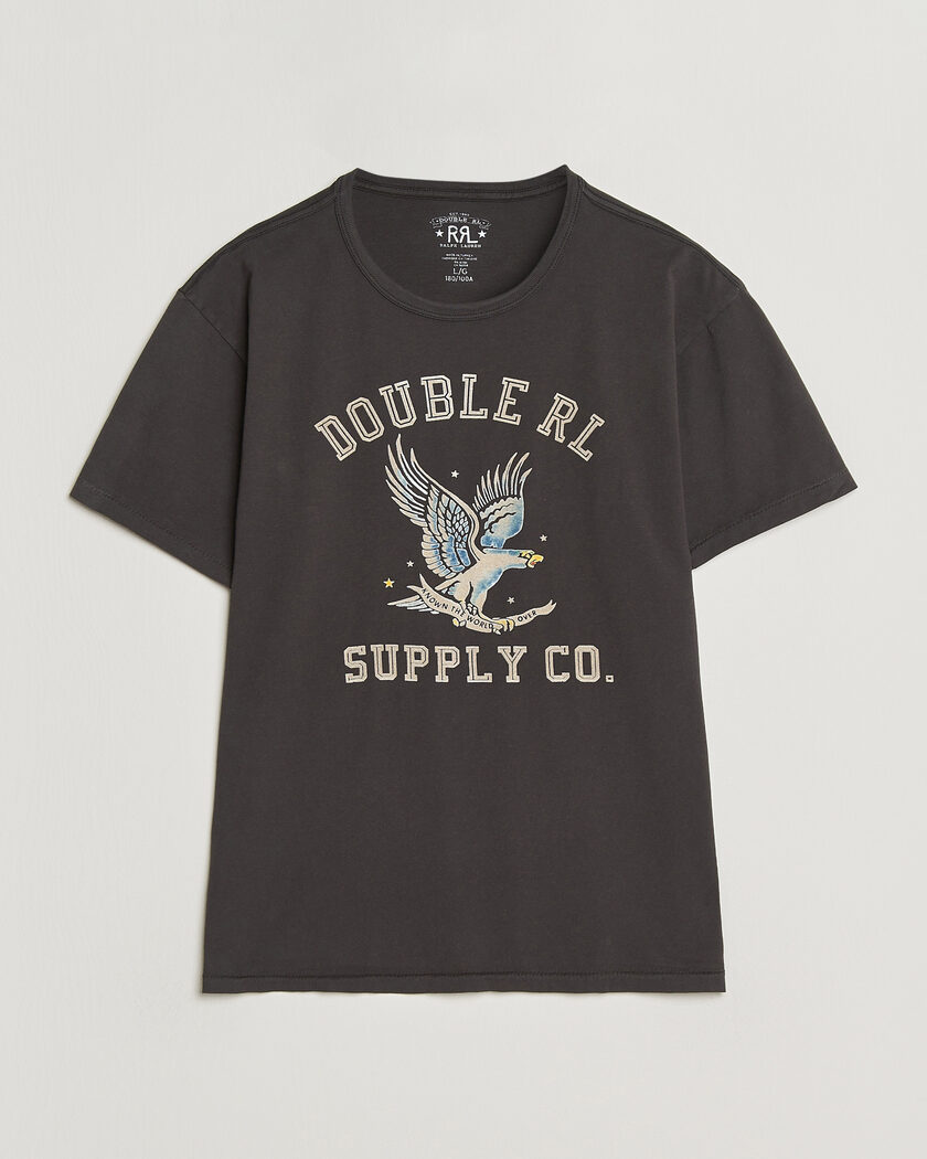 RRL Eagle Print Tee Faded Black – Svart