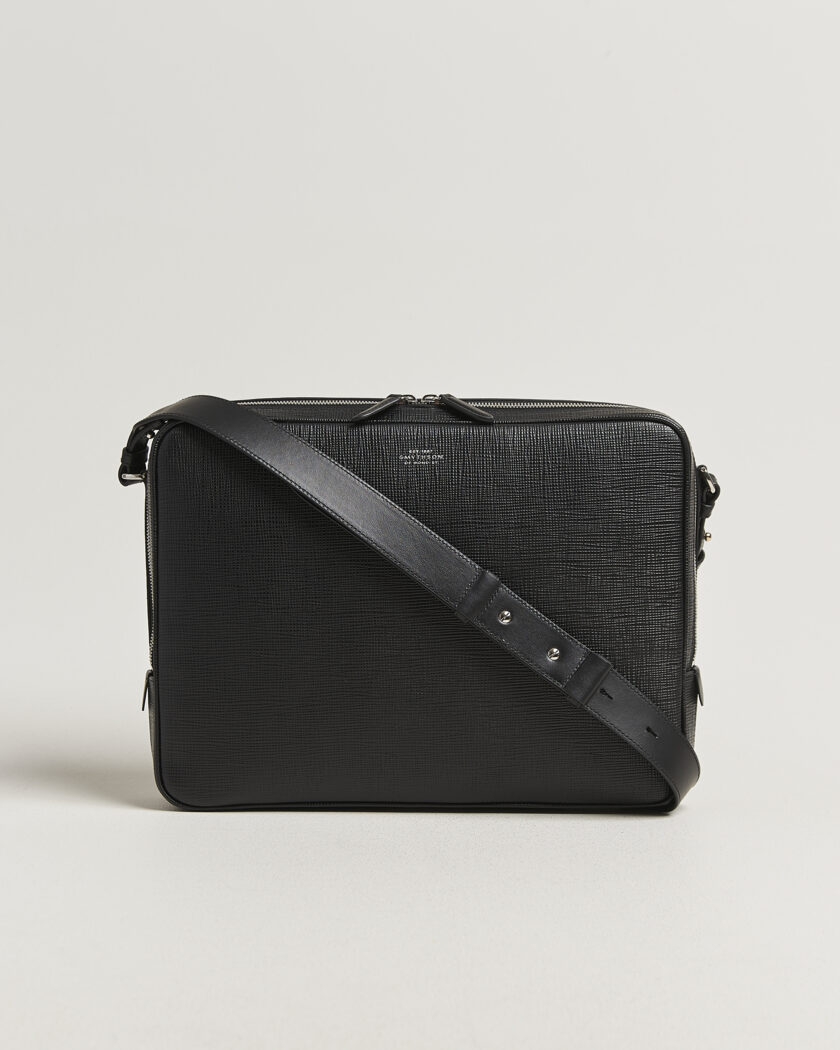 Smythson Panama Slim Messenger Bag Black – Svart