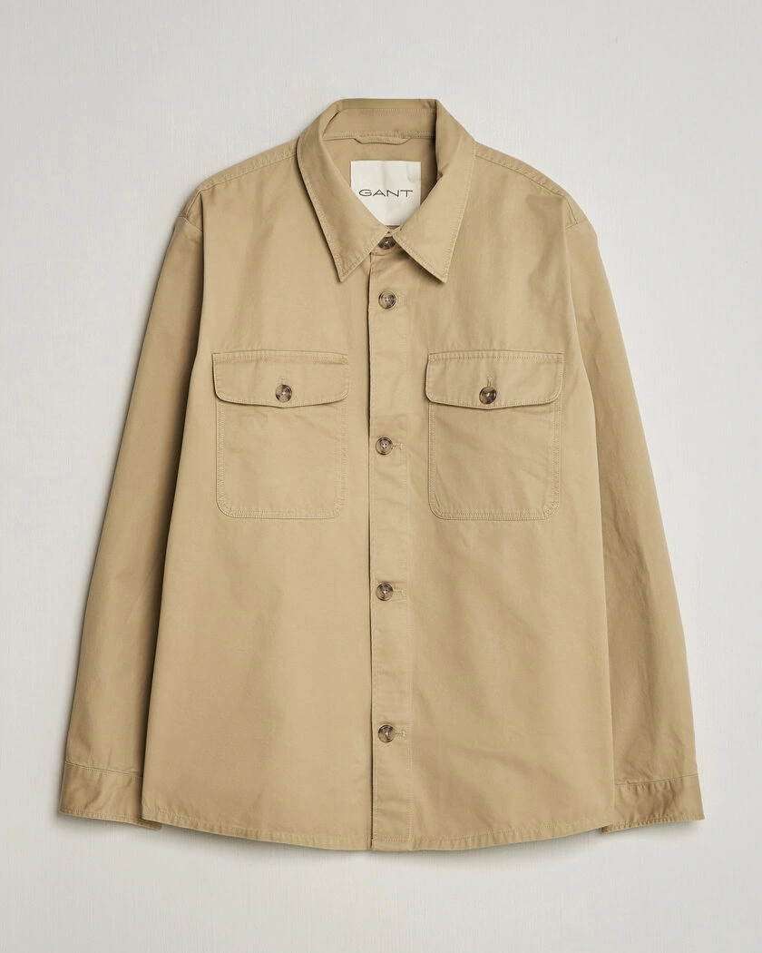 GANT Regular Fit Cotton Twill Overshirt Woody Beige – Beige