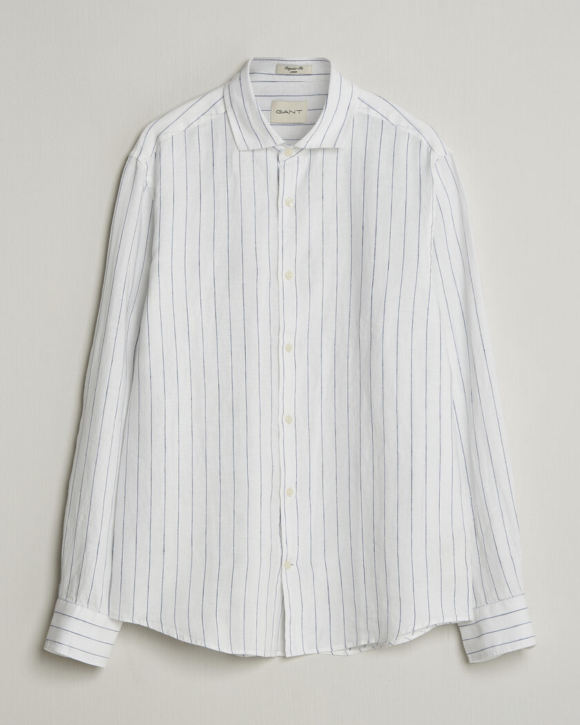 GANT Regular Fit Linen Striped Shirt White – Vit