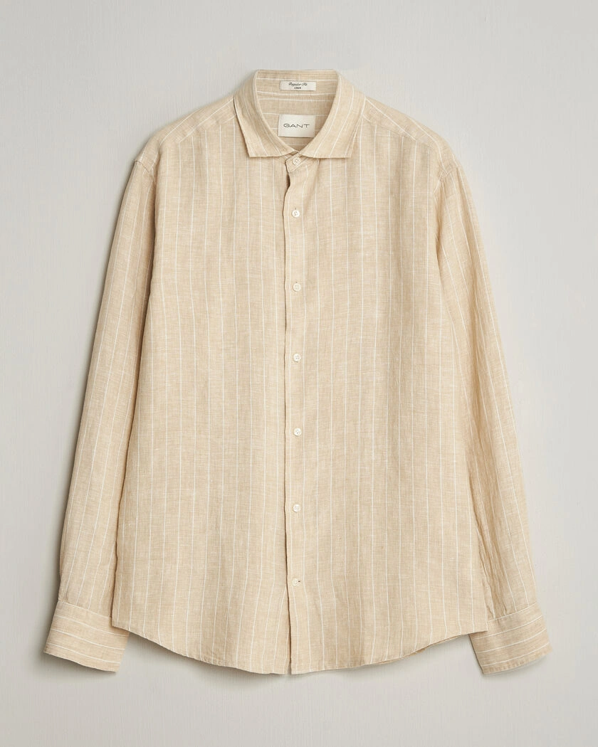 GANT Regular Fit Linen Striped Shirt Oat Beige – Beige