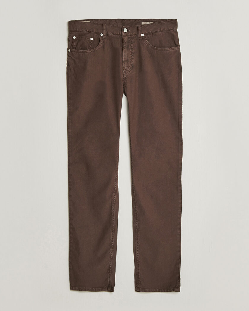 GANT Slim Fit Cotton/Linen 5-Pocket Pants Rich Brown – Brun
