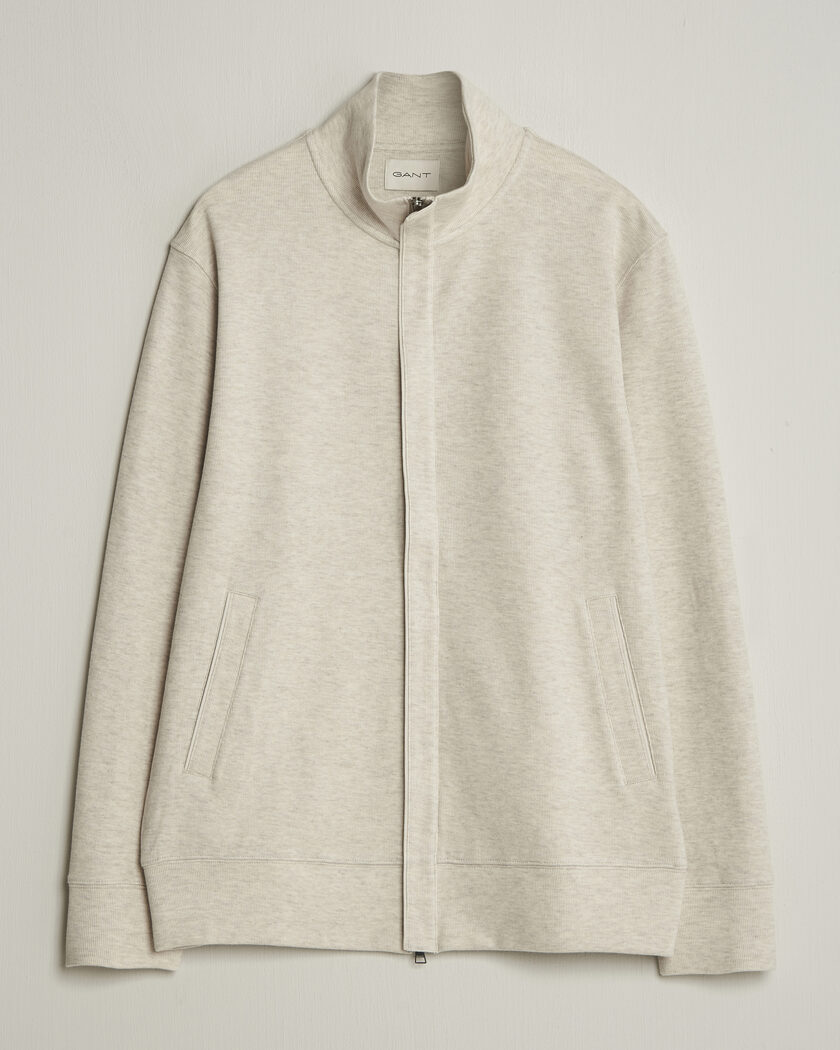 GANT Light Sacker Rib Full Zip Seed Melange – Beige