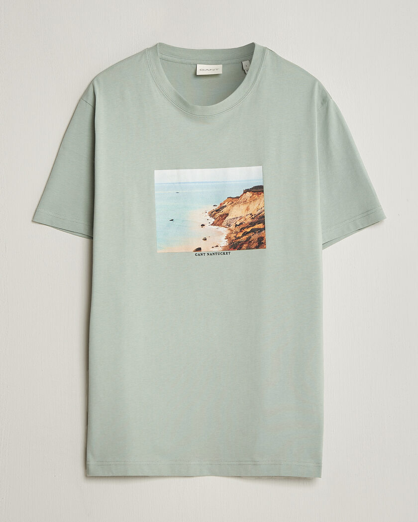 Gant Scenery Graphic Crew Neck T-Shirt Ceramic Grey – Grön
