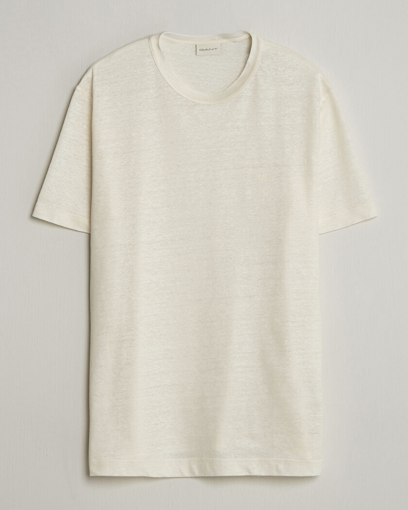 Gant Linen T-Shirt Creamed White – Vit
