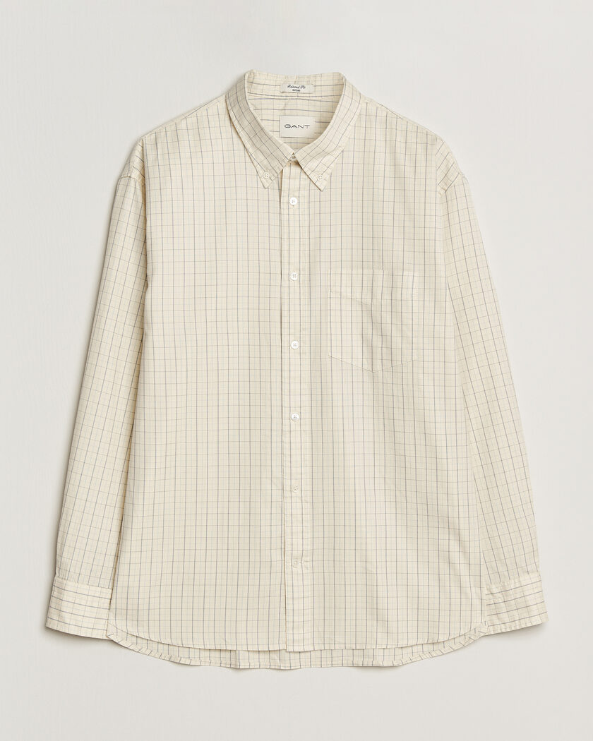 GANT Relaxed Fit Dreamy Oxford Checked Shirt Creamed White – Vit