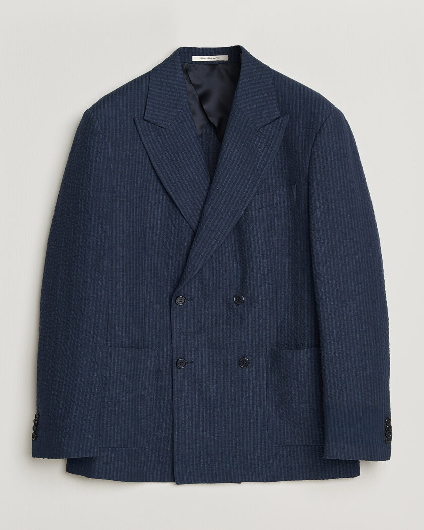  GANT Linen Indigo Seersucker Blazer Bid Blue – Blå