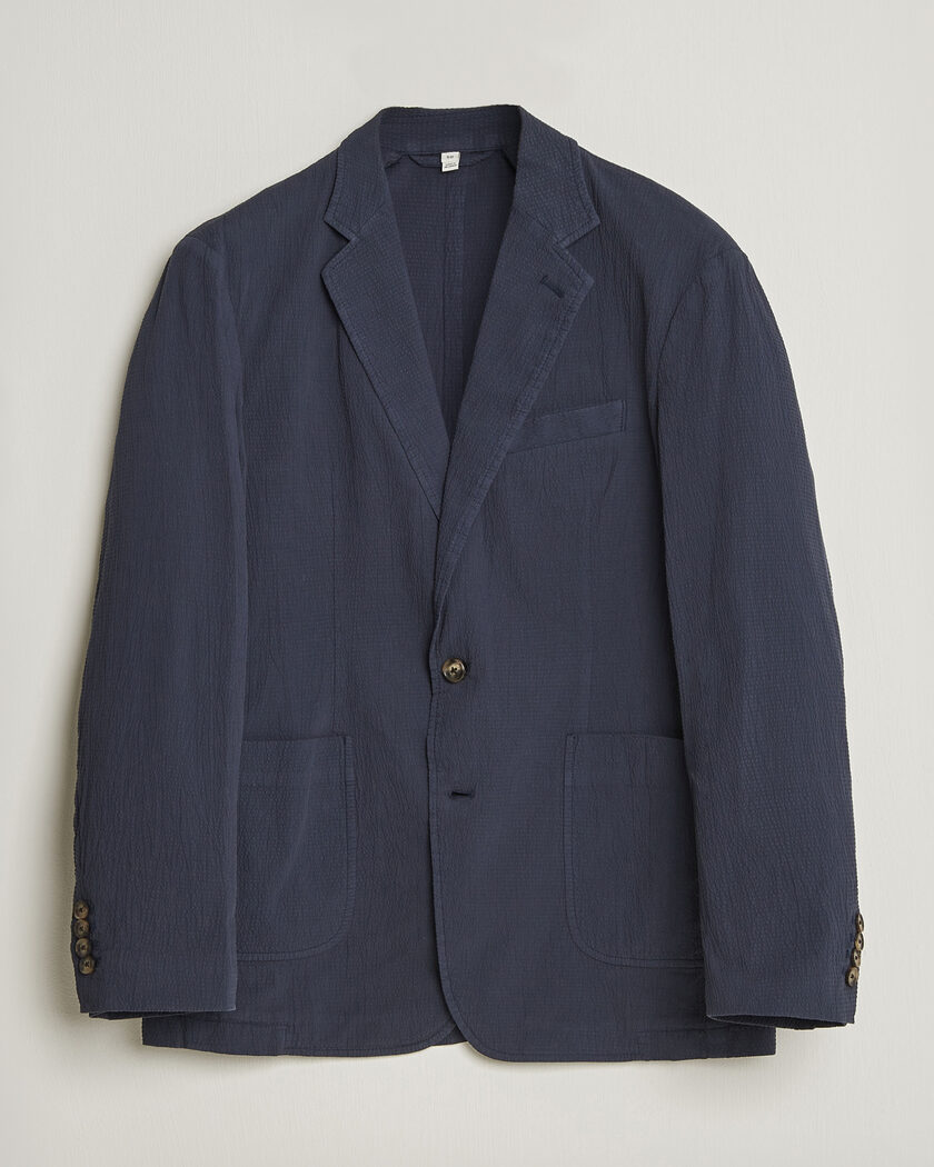 Gant Garment Dyed Seersucker Blazer Evening Blue – Blå