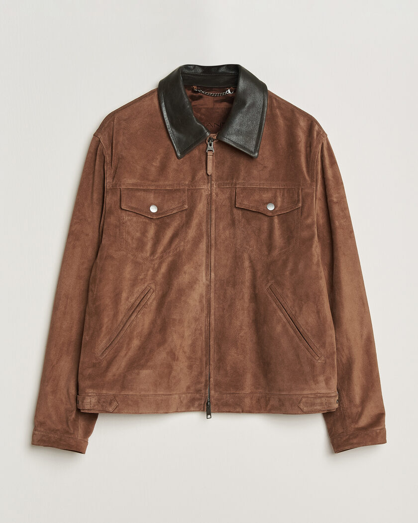 Gant Suede Jacket Mahogany Brown – Brun
