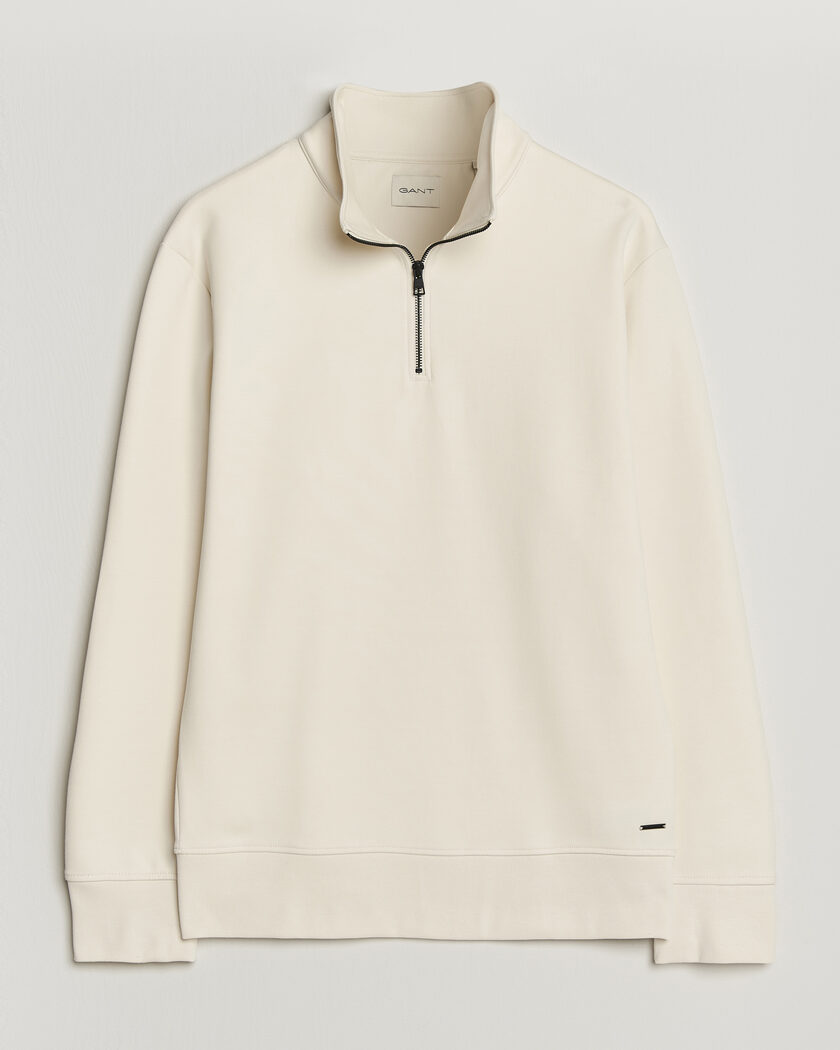 GANT Interlock Half Zip Creamed White – Vit