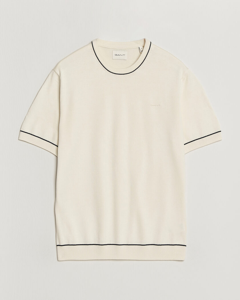 GANT Cotton/Model Knitted T-Shirt Cream – Vit
