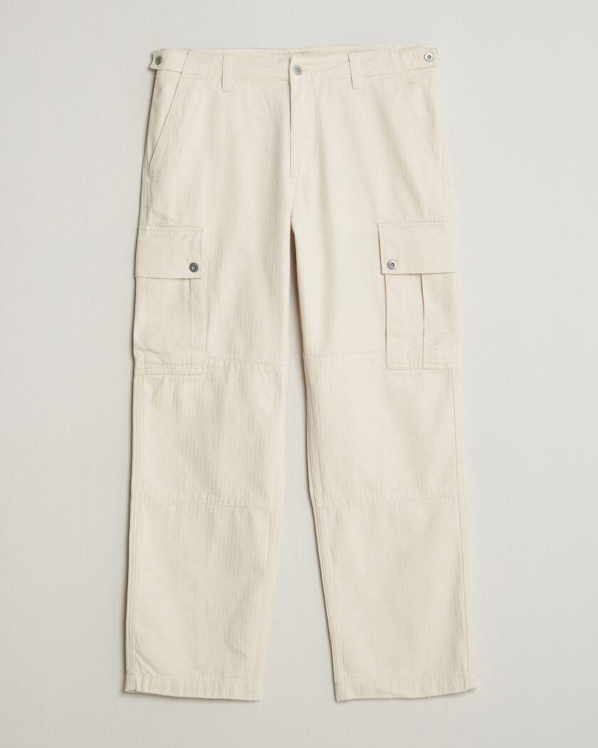 GANT Relaxed Fit Herringbone Cargo Pants Creamed White – Vit