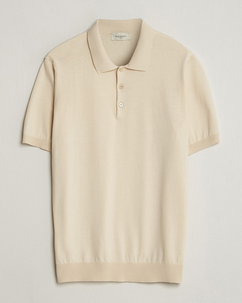 Piacenza Cashmere Short Sleeve Knitted Polo Off White – Vit