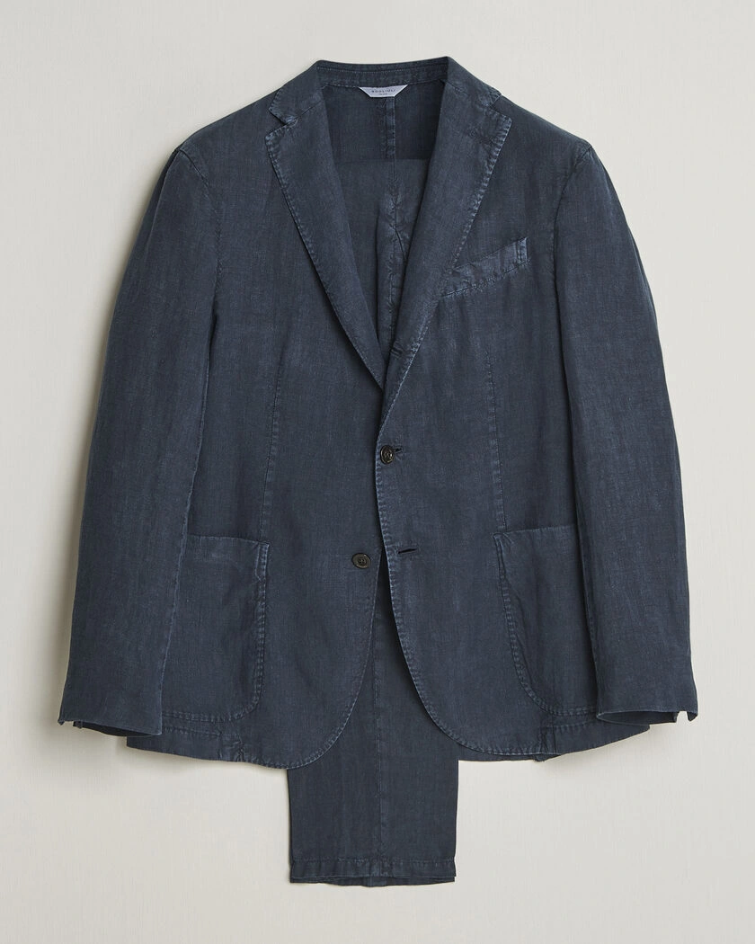 Boglioli K Jacket Linen Suit Navy – Blå