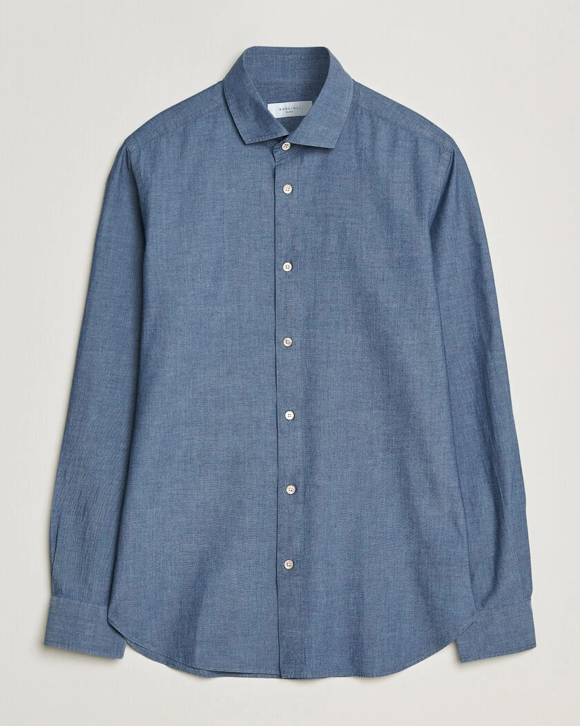 Boglioli Chambray Shirt Medium Blue – Blå