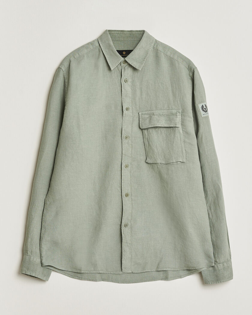 Belstaff Scale Linen Shirt Lichen – Grön