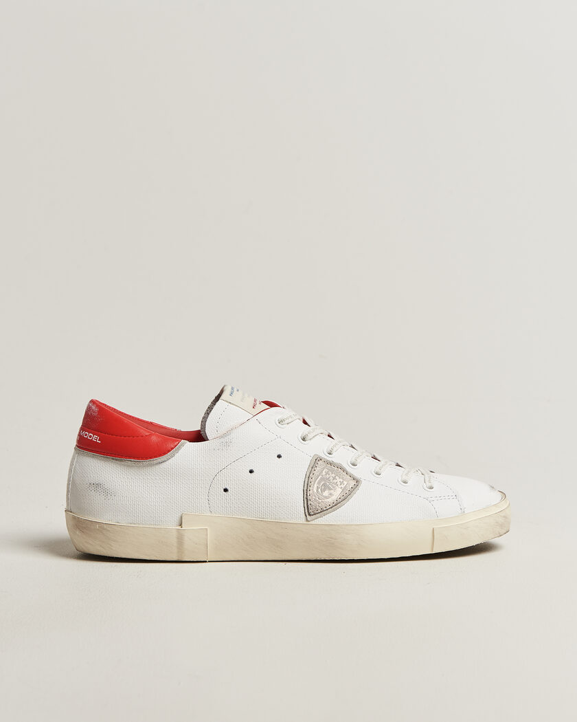 Philippe Model PRSX Low Top Canvas Mix Sneaker White/Red – Vit
