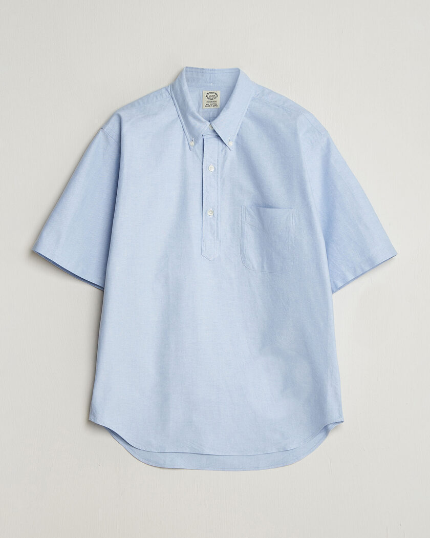 Kamakura Shirts Vintage Ivy Half Sleeve Oxford Popover Light Blue – Blå